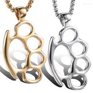 Pendant Necklaces Hip Hop Rock Stainless Steel Knuckle Dusters AI Punch Pendants Necklace For Men Punk Jewelry Drop