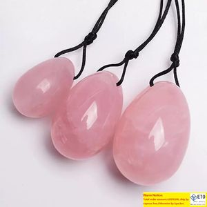 Decorative Objects Figurines Drilled Jade Eggs Natural Rose Quartz Yoni Egg For Kegel Exercise Crystal Sphere Vaginal Ben Wa Ball Massage