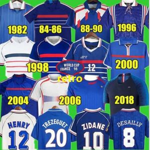 QQQ8 1982 1984 1988 1996 1998 RETRO Version Jerseys 2010 Zidane Henry Maillot de Foot Soccer Shirt Home Away Final Trezeguet