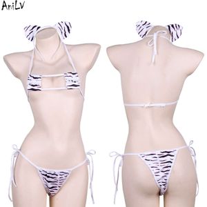 ANI SUMMER BEACH Wild Girl Animal Tiger Square Bikini Swimsuit Costumes Women badkläder Uniform Pool Party Cosplay