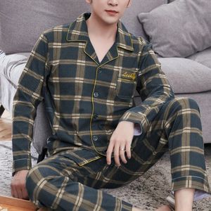 Hommes de nuit hommes rayé coton pyjama ensembles pour manches courtes pantalons longs pyjama mâle homewear vêtements de salon 231031