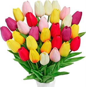 Artificial Tulip Flowers Fake Tulips Flower PU Latex Flower for Home Wedding Party Festival Decor