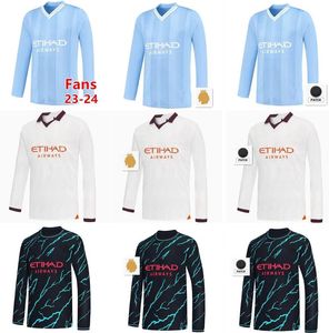 23 24 Haaland Soccer Jerseys Man Citys De Bruyne 2023 2024 Manchesters Grealish Foden Rodrigo Football Shird Mens Jersey Ederson M. Long Sleeved