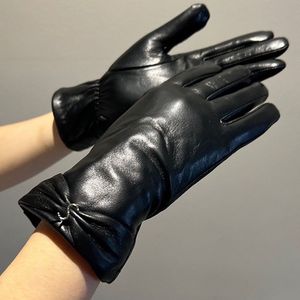 Damen Lederhandschuhe Brief Designer Handschuh Outdoor Lammfell Fäustlinge Warmfutter Fäustling mit Geschenkbox Weihnachten Geburtstagsgeschenk