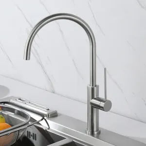 Kitchen Faucets Brushed Gold 304 Stainless Steel Sink Faucet Single Handle Cold And Mixer Tap Gun Gray Deck Mounted Basin