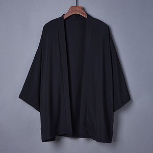 Etnisk kläder mode Summer Plain Color Coat Japanese Kimono Cardigan Haori For Woman Man Lose Thin Black Outter Plagment 230331