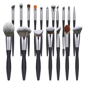 Svarta sminkborstar Set Eye Face Cosmetic Foundation Powder Blush Eyeshadow 16st Makeup Tools