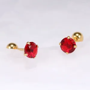 Ohrstecker 2PCS Zirkon Ohrstecker Titan Stahl Rot Grün Kristall Antiallergisch Tragus Brincos Körper Piercing Schmuck Mädchen