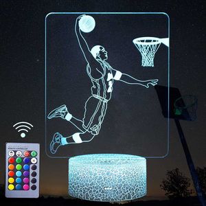 Night Lights Basketball Slam Dunk 3D Lamp Acrylic USB LED Night Lights Neon Sign Christmas Decorations for Home Bedroom Birthday Gifts P230331