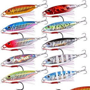 Baits & Lures Baits Lures 10Pcs Metal Jig Fishing Lure Weights 10G-40G Trolling Hard Bait Bass Tackle Trout Jigging Jigs Saltwater Dro Dhrzl