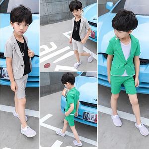 Kleidung Sets Mode Jungen Formelle Anzüge Sommer 2 stücke Kurzarm Blazer Shorts Kinder Kinder Hochzeit