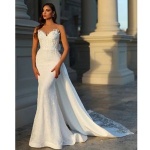 Abito da sposa classico in raso con sirena classica senza maniche gioiello per la festa Elegante abito da sposa senza spalline Vestido De Novia 328 328