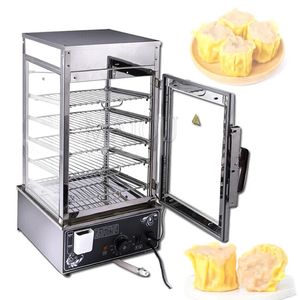 1.2KW 5 Strati Elettrico Macchina A Vapore Per Alimenti Commerciale Al Vapore Farcito Panino Macchina A Vapore In Acciaio Inox Scaldavivande Cabinet