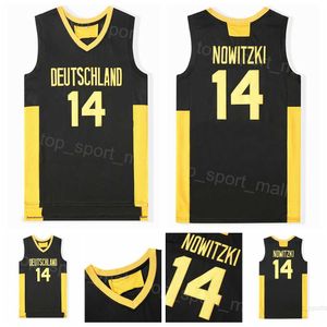 Film Deutschland Basket 14 Dirk Nowitzki Maglie Uomo College University High School Camicia Uniforme Traspirante per gli appassionati di sport Squadra di puro cotone Nero NCAA