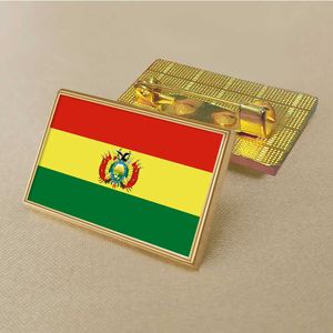 Spilla bandiera boliviana per feste 2,5 * 1,5 cm Distintivo medaglione rettangolare in PVC pressofuso in zinco rivestito in oro senza resina aggiunta