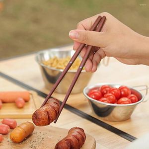 Chopsticks 1Pair Wood Folding Wooden Outdoor Camping Picnic Travel Portable Tableware With Storage Bag