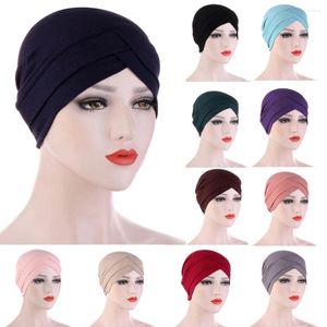 Berets Fashion Women Solid Elastic Hat Muslim Cancer Chemo Wrap Cap Summer For Men