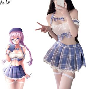 Ani Anime School Girl Student Plaid Uniform Costume Women Teacher Maid Outfit Cosplay cosplay