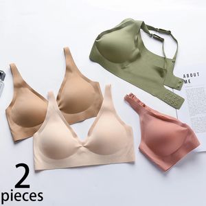 Reggiseni SofbeauForY 2 pezzi Strisce JELLO senza cuciture Senza anello in acciaio Reggiseno a V profondo Raccogliere Sottile Comodo Sollevamento del seno Biancheria intima regolabile da donna 231031