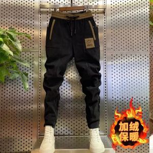 Herrbyxor man corduroy sweatpants höst vinter män baggy joggar mode streetwear casual fleece harem byxor plus size mode byxor 231101