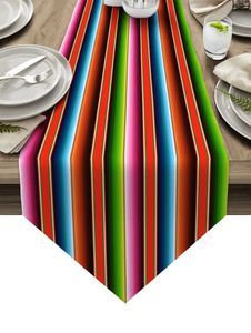 Bordslöpare färgglada mexikanska ränder land bröllopsdekor bordduk placemat dinning bord konst bord löpare 231101