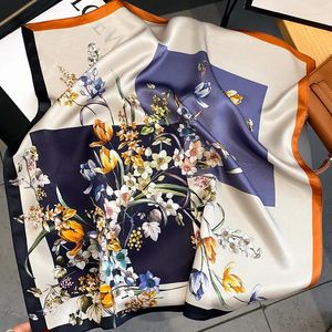 Scarves 2023 Silk Scarf Women Handkerchief Printed Female Bandana Neck Hijab Lady Girl Spring Foular Neckerchief Square