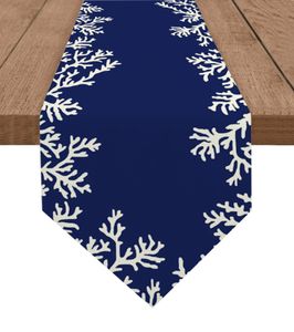 Bordslöpare Blue Coral Table Runner Wedding Party Dining Table Runner Placemat Home Kitchen Table Decor 231101