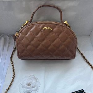 Mini Portable Classic Zipper Women Shoulder Bag Oil Wax Leather Diamond Lattice Leather Quilted Luxury Handbag Cute Retro Crossbody Designer Bag Card Holder 20CM