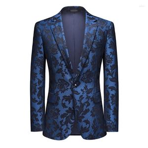 Men's Suits 2023 Fashion Suit Party Coat Casual Slim Fit Blazer Buttons Floral Printing Blazers Jacket Men Business