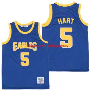 Män film basket college tempel ugglor 5 kevin hart jersey uniform high school hip hop color blue andning för sport fans broderi bra
