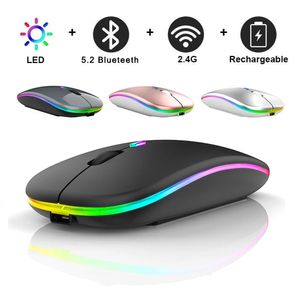 Mouse Mouse wireless Bluetooth 5.2 con batteria ricaricabile mini mouse USB RGB 1600 DPI da 2,4 GHz adatta per laptop tablet MacBook 231101