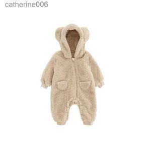 Jumpsuits 0-2Y Newborn Baby Rompers Spring Autumn Warm Fleece Baby Boys Costume Baby Girls Clothing Animal Overall Baby Outwear JumpsuitsL231101