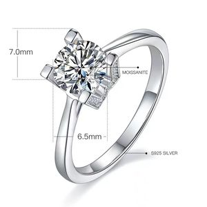 Anéis anel de casamento anel de ouro anéis de designer para mulheres 1ct moissanite anel bague anel de noivado presente do dia dos namorados M11A com caixa de presente 5A fábrica de joias atacado