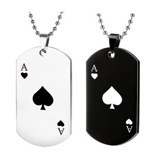 Creative Playing Card Pendant Necklace Rostfritt stål Militärt märke halsband mode tillbehör