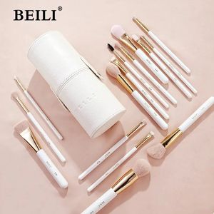 Make-up kwasten BEILI 15-delige make-up kwasten met opbergemmer Premium professionele foundation oogschaduw eyeliner wimpermengborstelset 231031