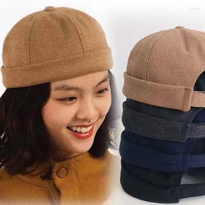 Beralar Retro Skuldies Dome Kavun Sebensiz Beanies Caps Düz Renk Trendi Yuppies Docker Saf Hip Hop Pamuk Bonnets Kafatası Kapağı Unisex