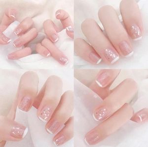 False Nails 24pcsbox Nail Press On Natural Temperament French Simple Short Style Acrylic Classical Fake With Glue For Girl2480435