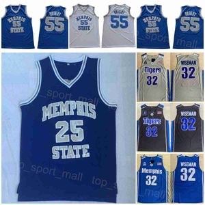 College State Tigers Basketball 32 James Wiseman Trikots 55 William Wright 25 Penny Hardaway University Sticken und Nähen Schwarz Blau Weiß Grau Shirt NCAA