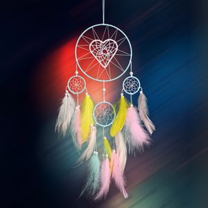 4 Rings Peach Heart Dream Catcher Dream Decorative Objects Pendant Home Decoration Wind Chimes Dream Catcher Hanging Decoration 1224217