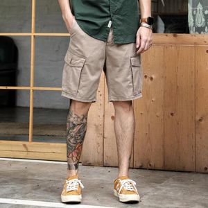 Мужские шорты, летние брюки-карго для мужчин, модные повседневные тканые саржевые брюки в стиле ретро, потертые потертые брюки с несколькими карманами