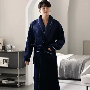 Men's Sleepwear Winter Thick Warm Flannel Robe Men Long Sleeve Comfortable Soft Pyjamas Loose Male Bathrobe