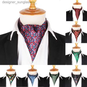 Accanlar Yeni Flora Erkekler Kaju Kravat Düğün Resmi Cravat Ascot Scrunch Self İngiliz Beyefendi Polyester Yumuşak Boyun Kravat Lüks Baskı Scarfl231101