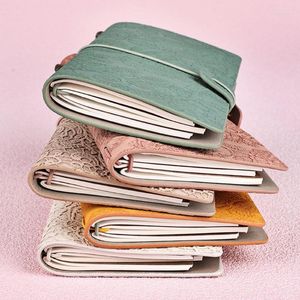 Retro A6 Travel Journal Portable Notepad Vintage Notebook Pu Leather Classic Embansed Craft for Men Women