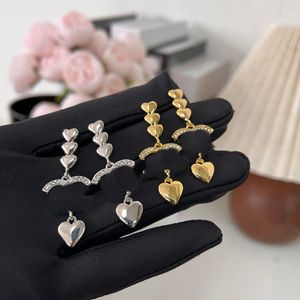 Luxury Double Letters Designer Dangle Stud Märke Långa örhängen Retro Vintage Copper Women Crystal Ear Rings Party Jewelry Accessories