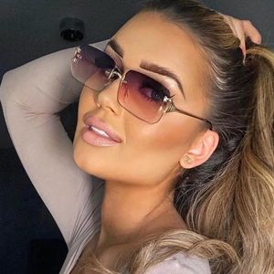 Sunglasses Frames Luxury Brand Small Rectangle Women 2023 Purple Pink Shades For 90s Vintage Rimless Square Sun Glasses Unisex 231101