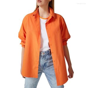 Women's Blouses 1PC Women Oversized Blouse Long Sleeve Tops Buttons Shirt Turndown Collar Women's Summer Candy Color Beautiful