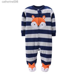 Macacões com pés quentes macacão de bebê 2023 outono inverno bonito animal micro polar velo bebê pijama infantil sleepwear 0/3-12ml231101