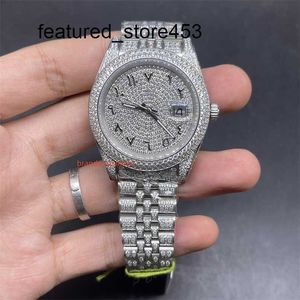 Relógio de luxo diamante vvs popular iced out prata face escala numeral árabe jubileu banda tamanho 41mm movimento