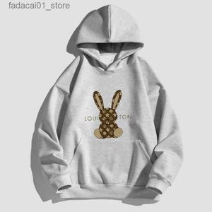 Kadın Hoodies Sweatshirtler Sevimli Tavşan Baskı Hoodies% 100 Pamuklu Kapüşonlu Sweater Spor Sweatshirts Erkek Küleyler Kadın Terzini Günlük Ücretsiz Nakliye Q231101