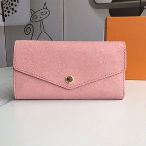 Empreinte 가죽 봉투 타입 Sarah Wallets Tassel Zipply Coin Purse 4 색 핑크색 검은 부르고뉴 패션 빌 폴드 꽃 IM305G